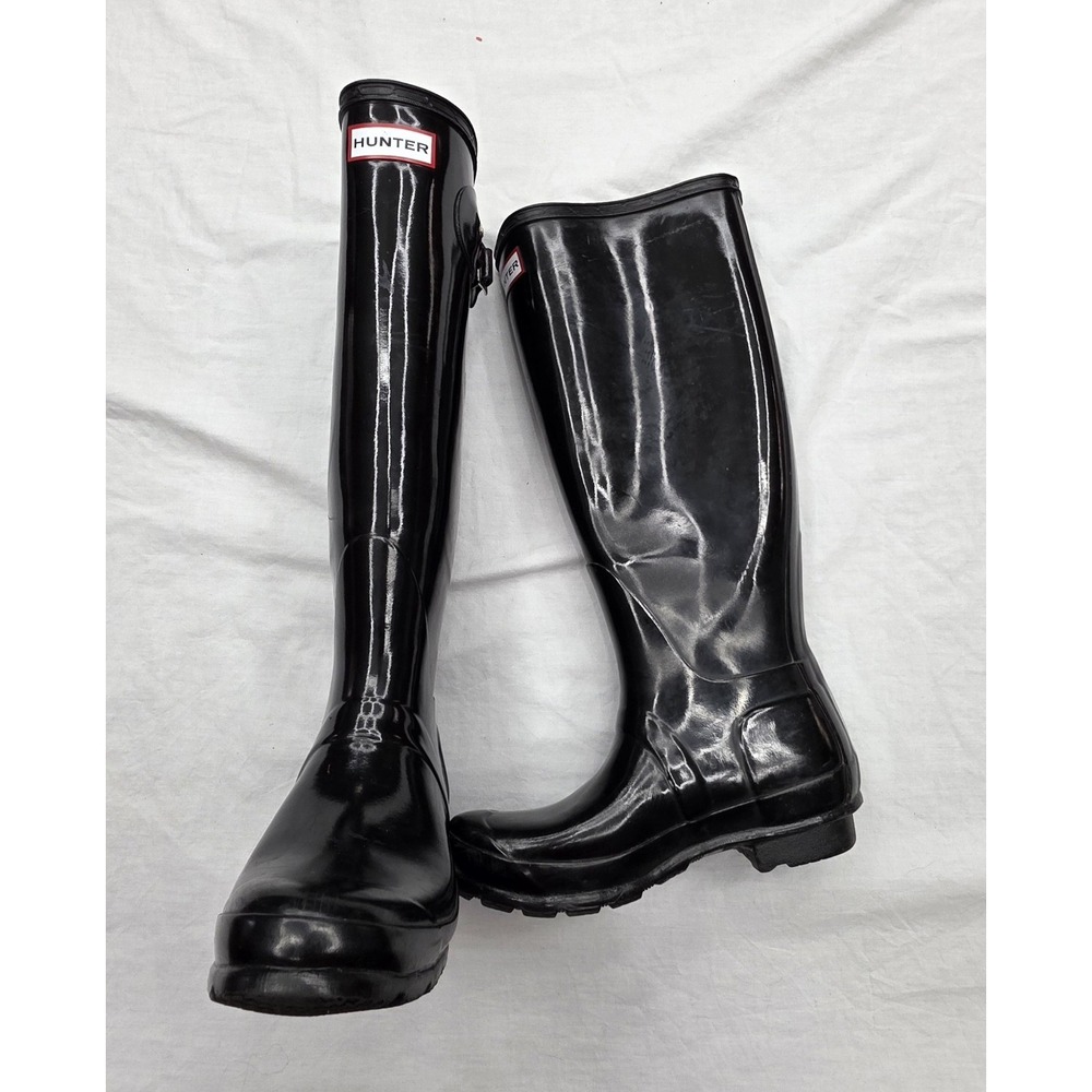 Hunter Rain Boots Tall Black Original Gloss 4M/5F Waterproof